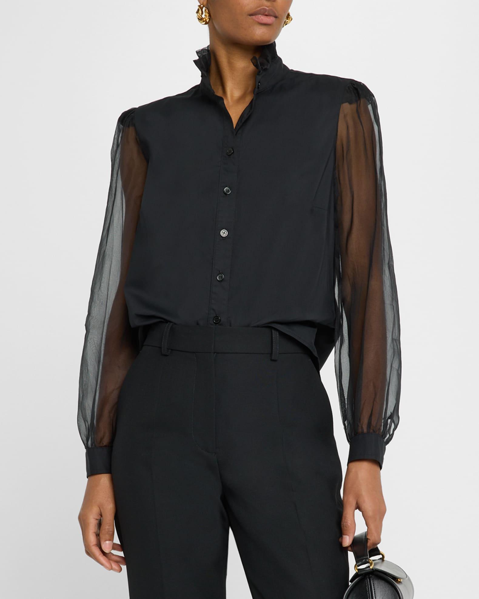 Mystie Ruffle Organza-Sleeve Shirt Product Image