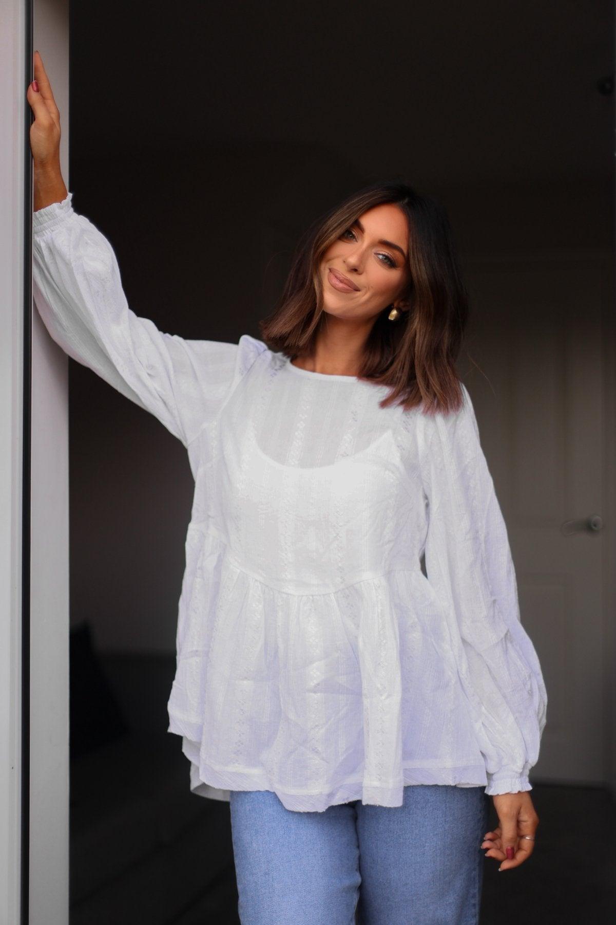 Flowy Ivory Ruffled Tunic - FINAL SALE Female Product Image