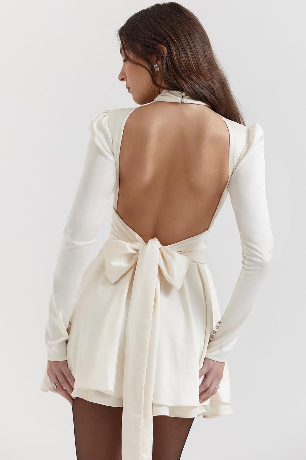 Aryana  ivory bow mini dress Product Image