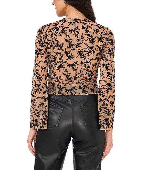 Vince Camuto Woven Mock Neck Long Sleeve Floral Print Blouse Product Image