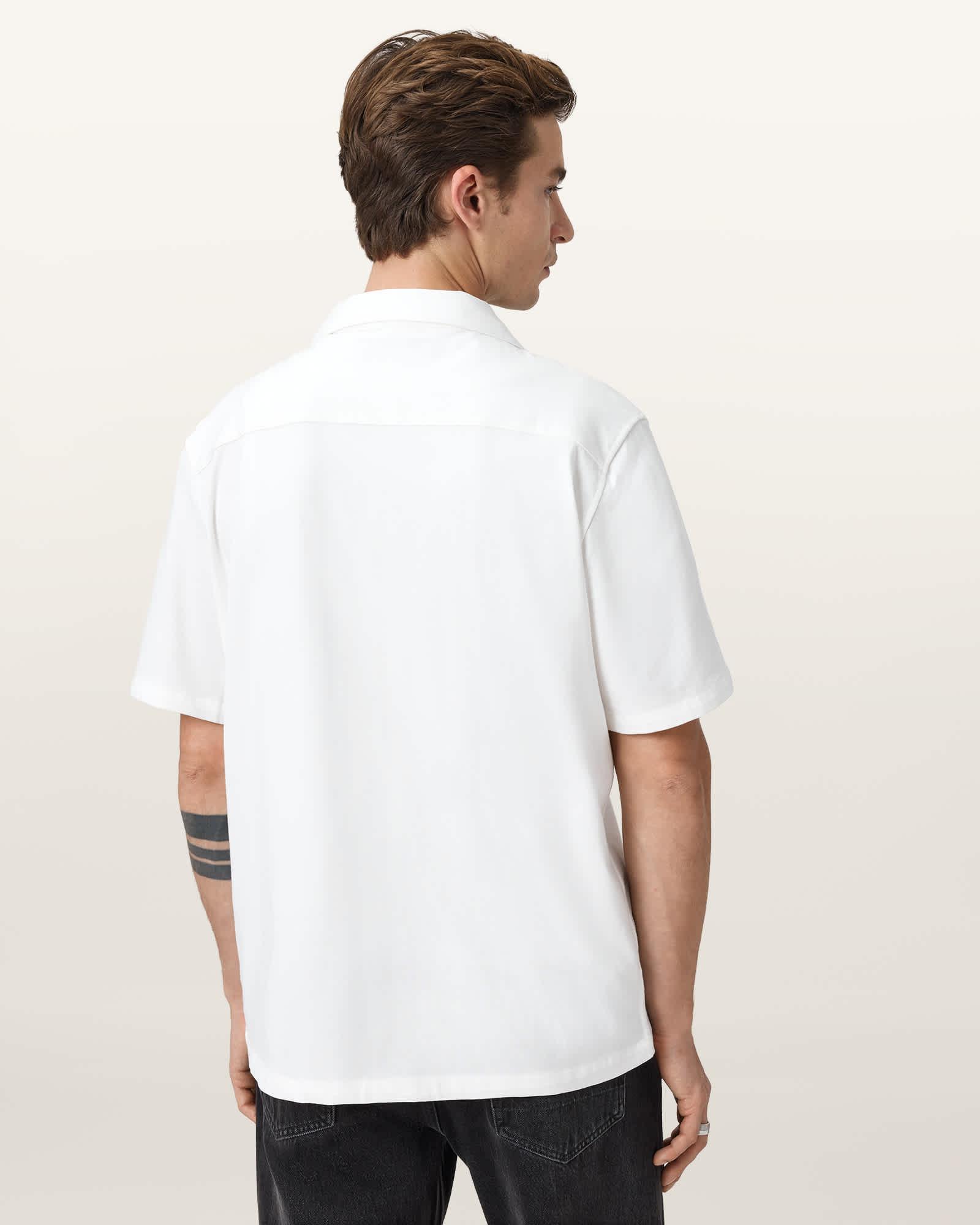 Hudson Relaxed Fit Ramskull Shirt CLIFF WHITE | ALLSAINTS US Product Image