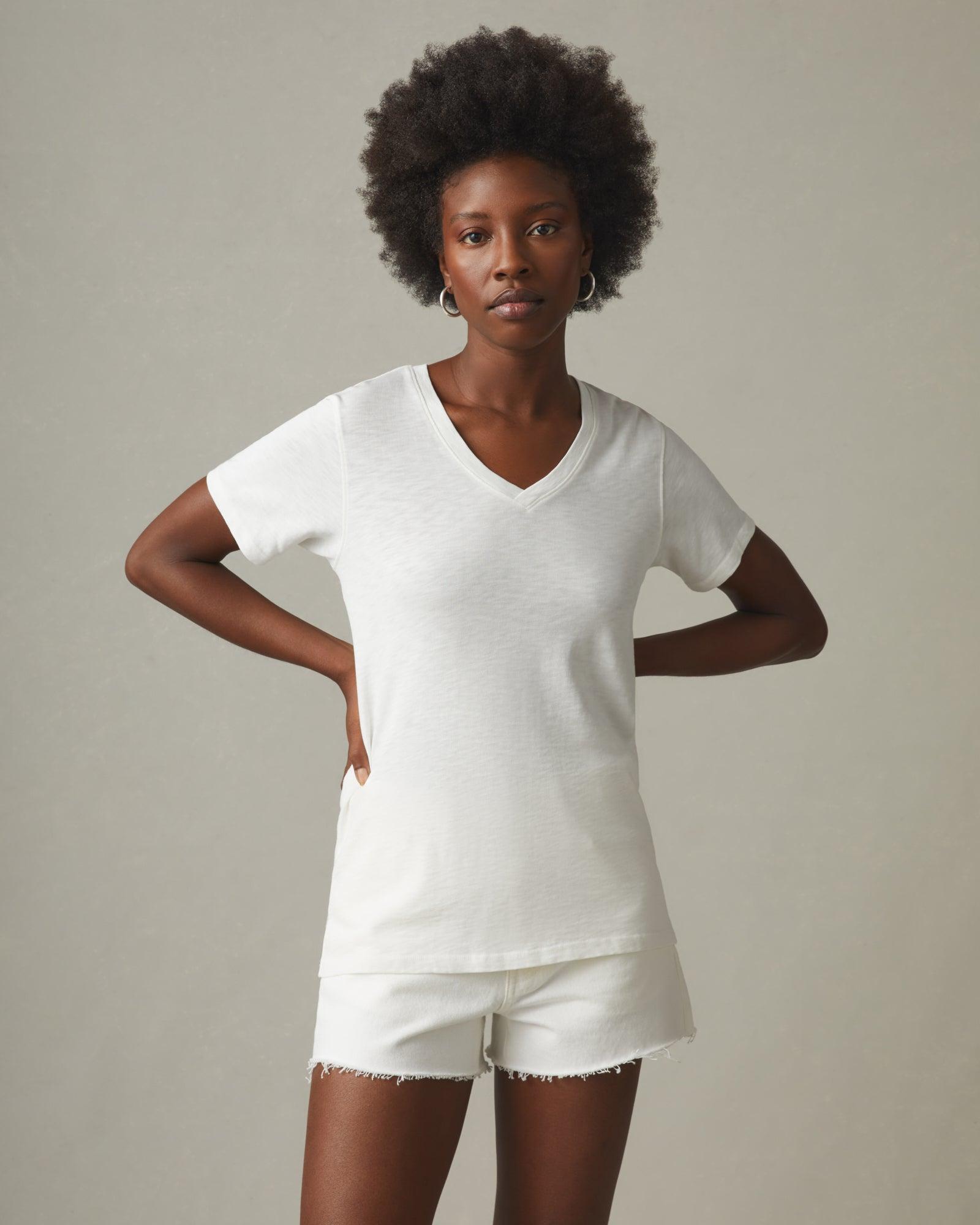 Women's Premium Slub V-Neck Tee - Bone Female Product Image