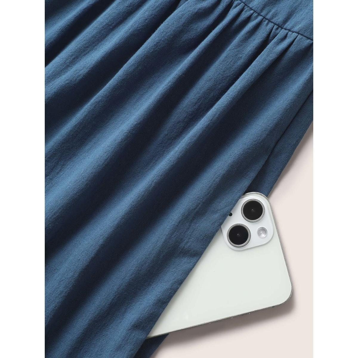 Plus Size Solid Pleated Ruffle Layered Hem Midi Dress Mediumblue Women Casual Gathered Square Neck Sleeveless Curvy BloomChic 14-16/1X Product Image