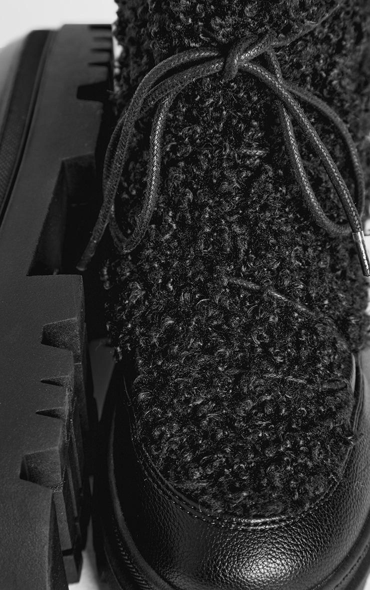 Black Borg Round Toe Chunky Sole Ankle Boots Product Image