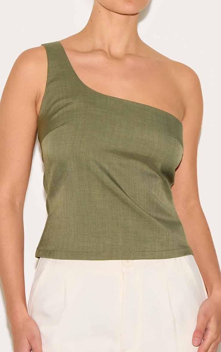  Olive Woven Asymmetric Top Product Image