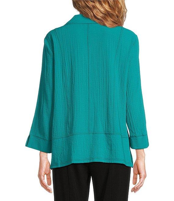 Ali Miles Woven Point Collar 3/4 Sleeve Top Product Image