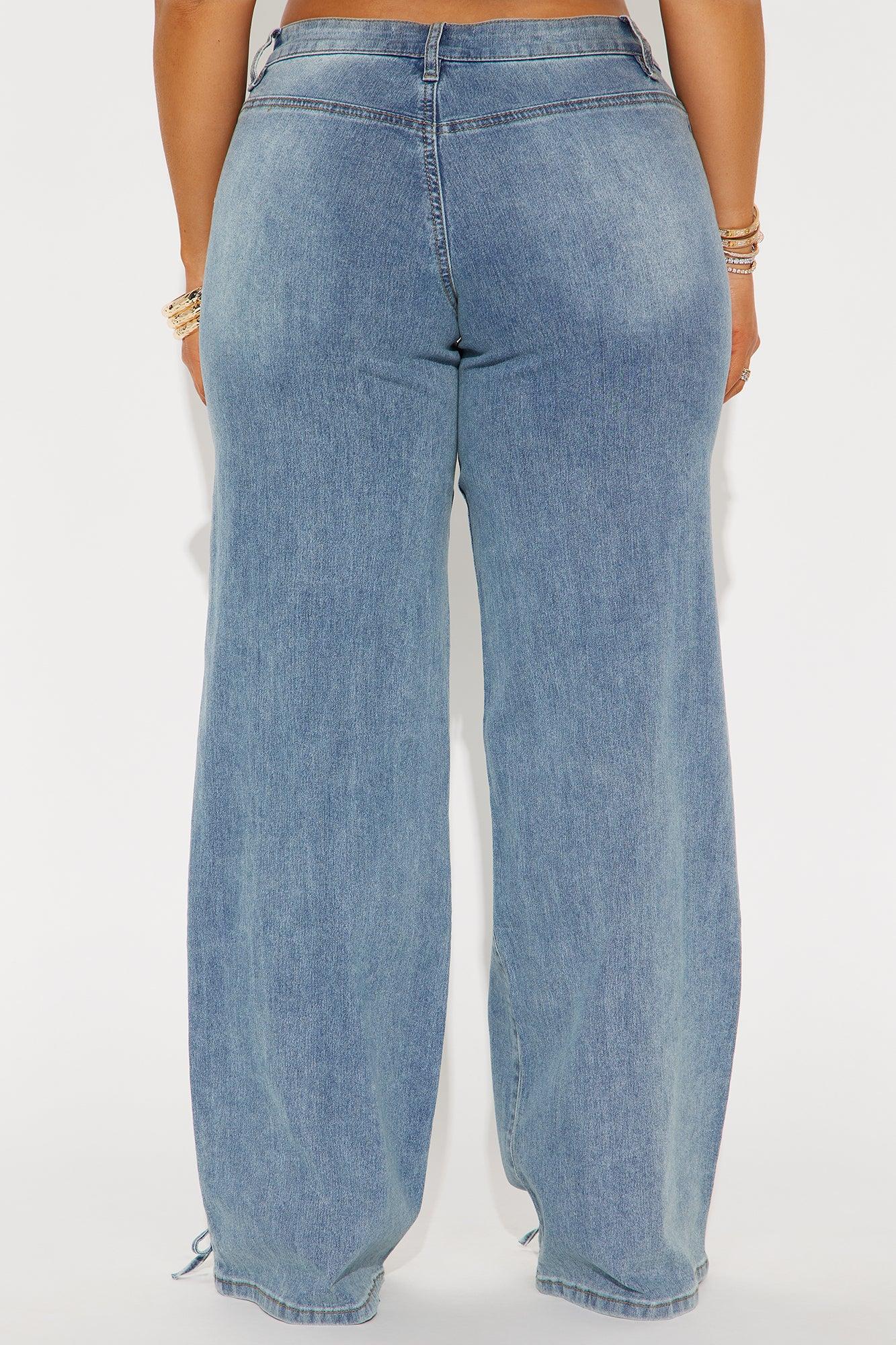 Low Rise Lace Up Straight Leg Jeans - Vintage Wash Product Image