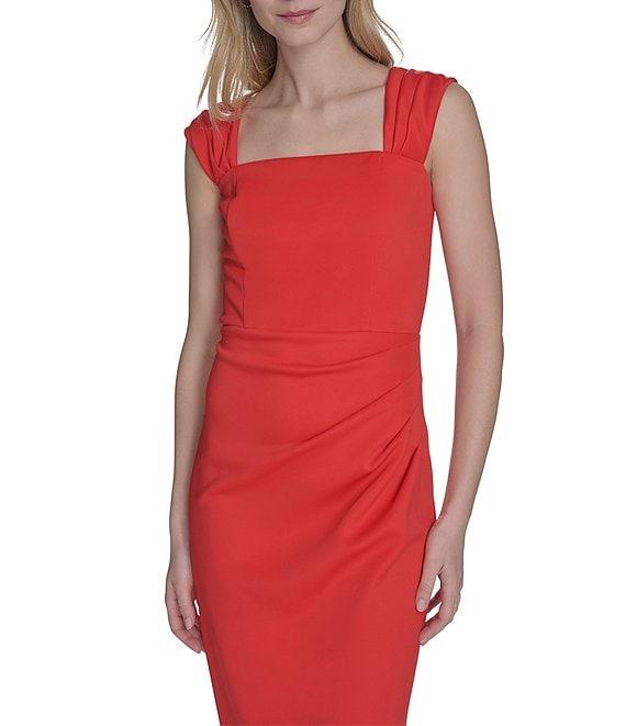 Vince Camuto Scuba Knit Square Neck Sleeveless Bodycon Dress Product Image