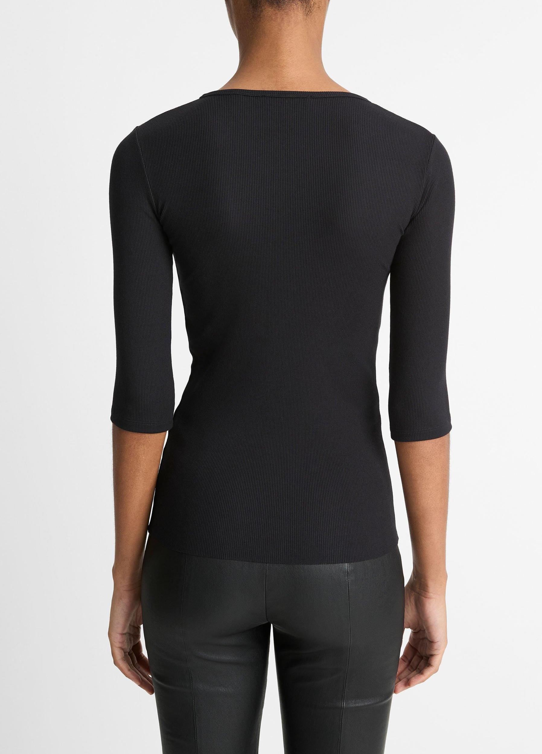 Elbow-Sleeve Crew Neck T-Shirt Product Image