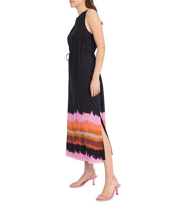 Donna Morgan Voile Ombre Print Boat Neck Sleeveless Blouson Midi Dress Product Image