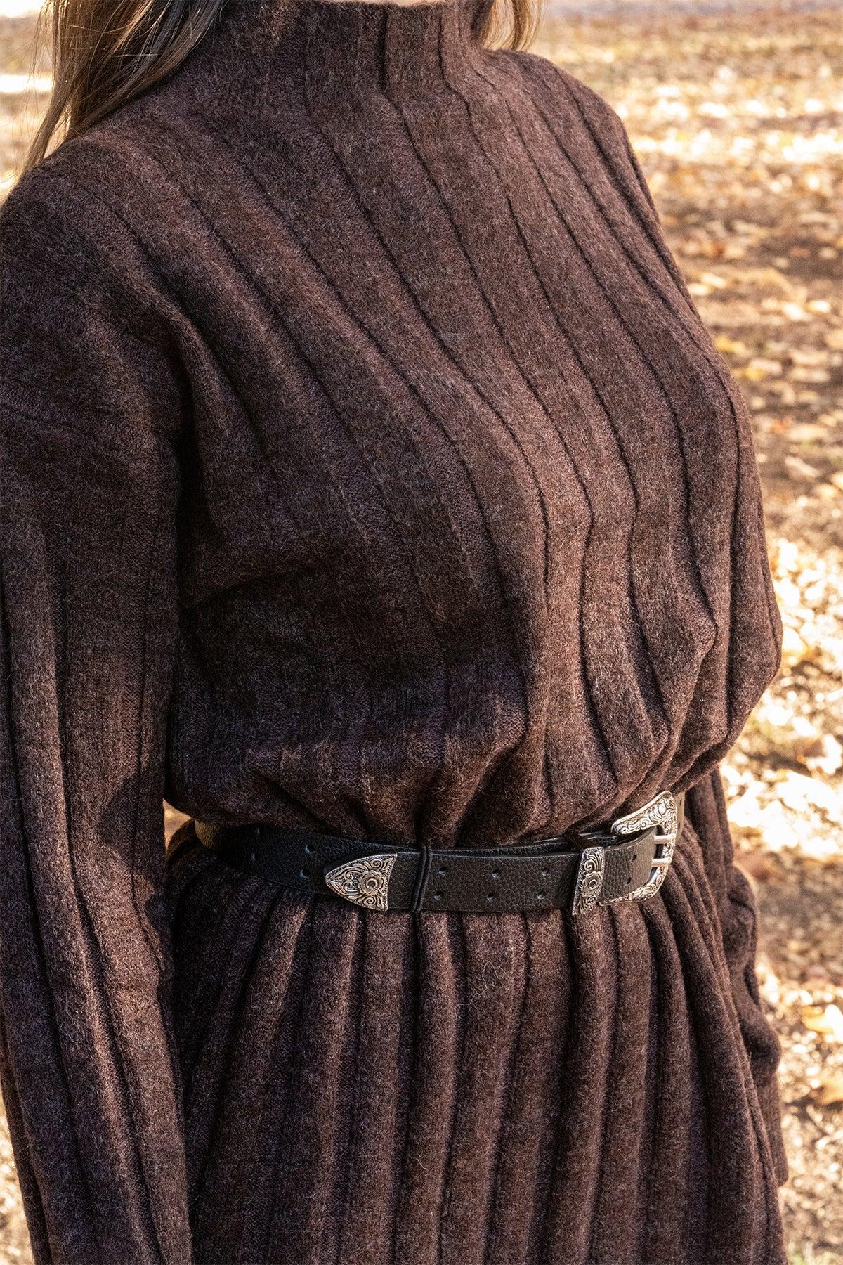 Brown Mock Neck Sweater Dress - FINAL SALE Product Image