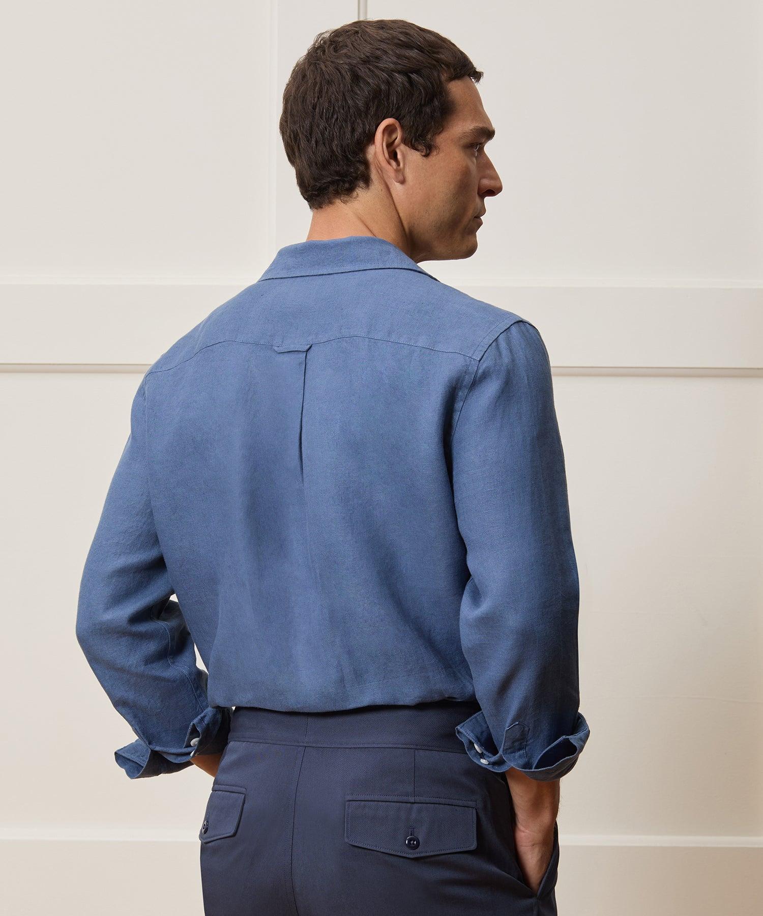 Cropped Sea Soft Irish Linen Camp Collar Shirt Product Image