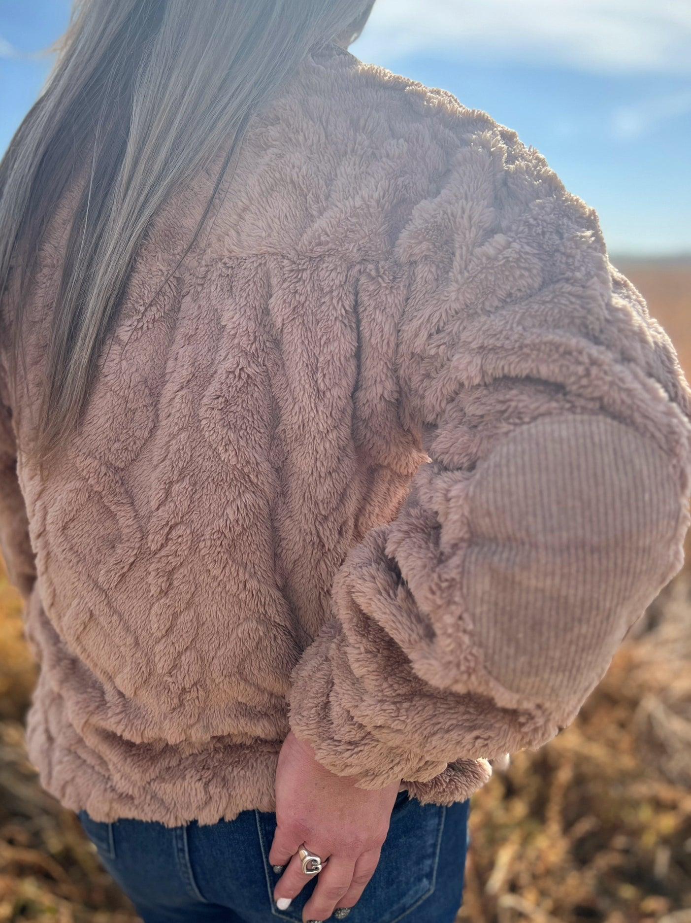 Fuzzy Fleece Cozy Cable Pattern Pullover* Product Image