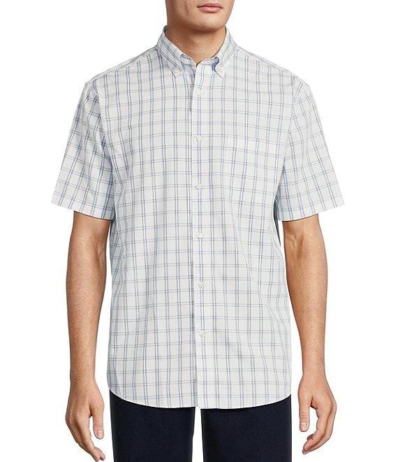 Gold Label Roundtree & Yorke Non-Iron Short Sleeve Windowpane Poplin Sport Shirt Product Image