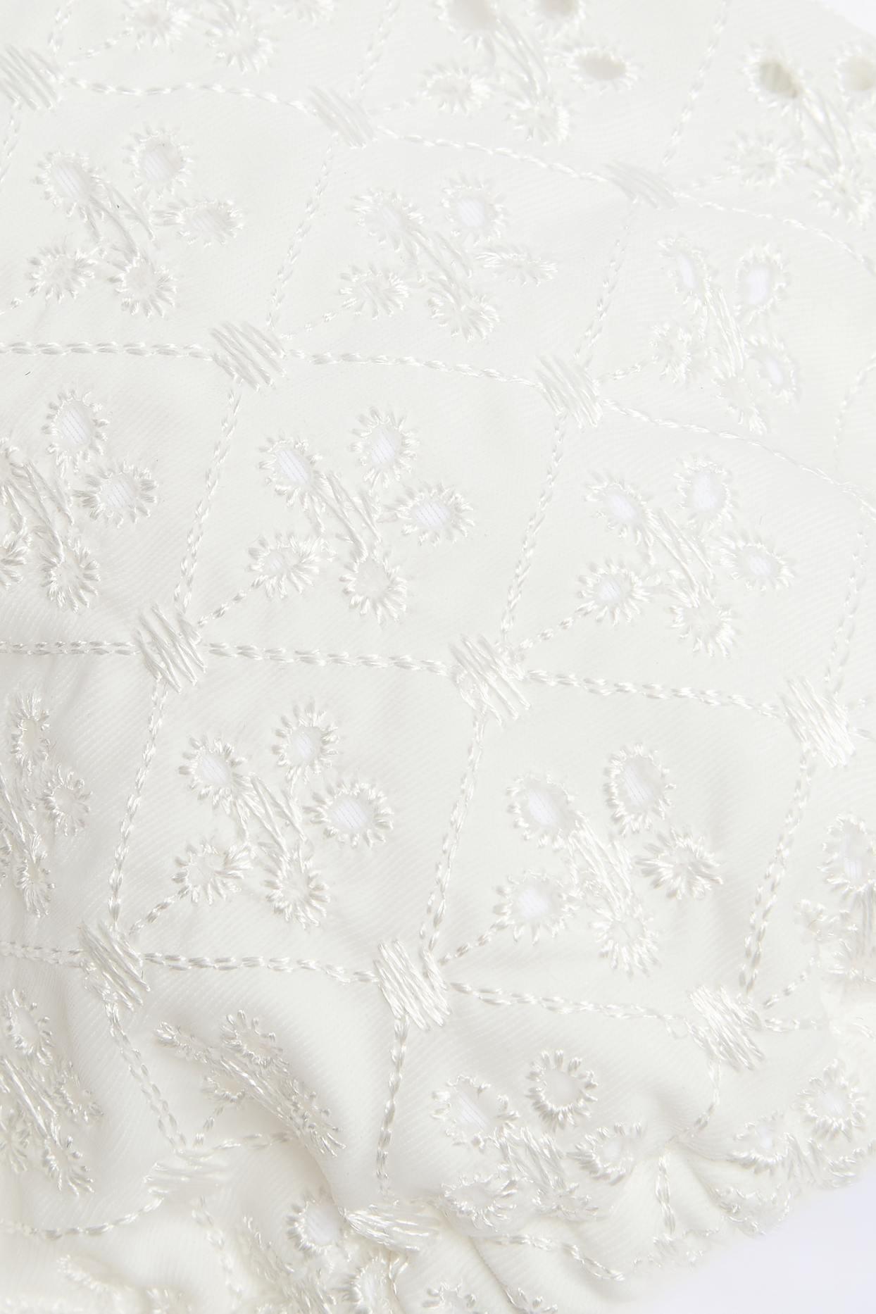 Broderie Anglaise Triangle Bikini Top in White Product Image