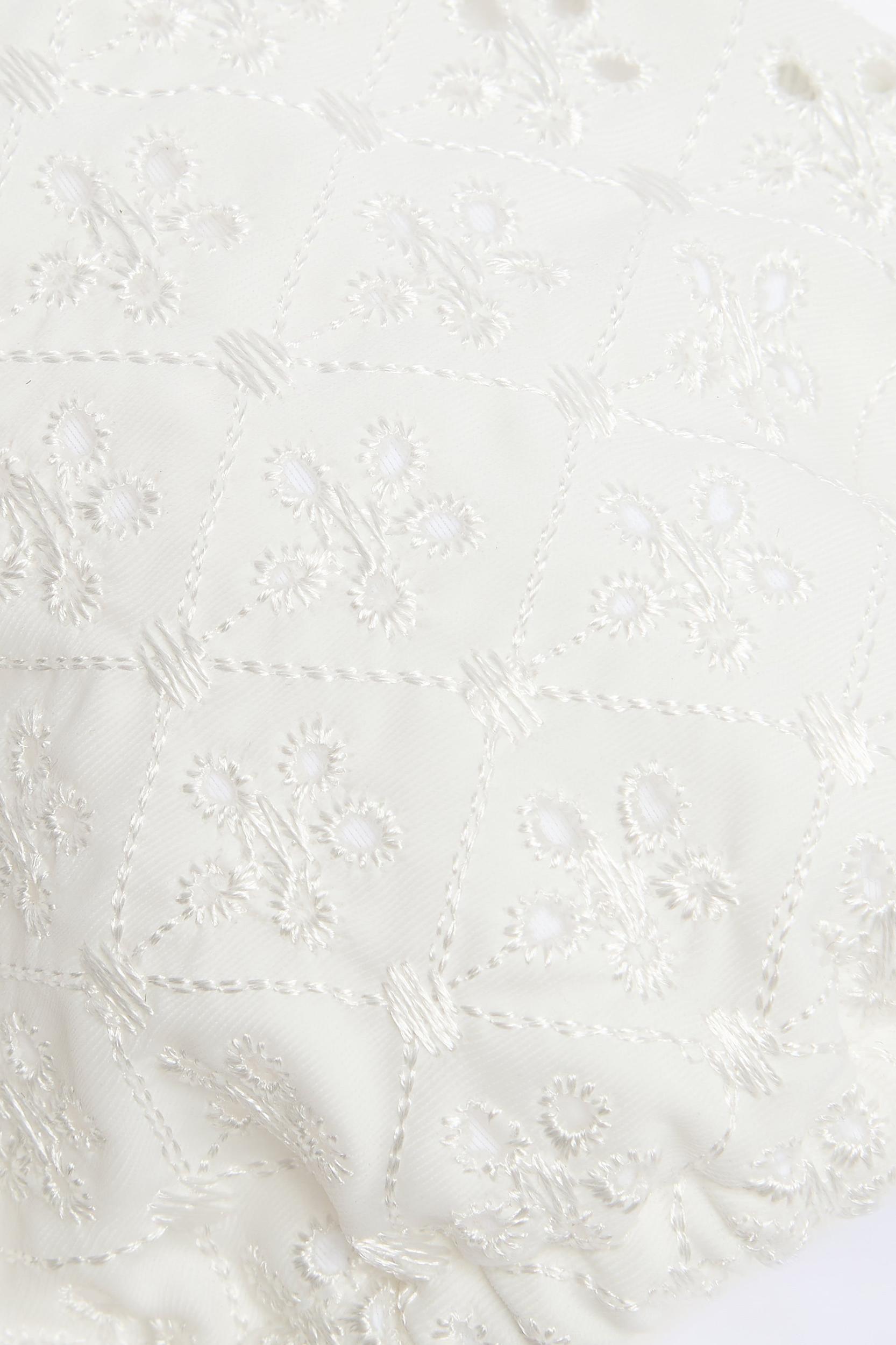 Broderie Anglaise Triangle Bikini Top in White Product Image