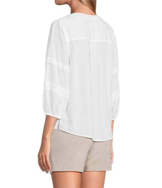 Westbound Petite Size Solid 3/4 Sleeve V-Neck Top Product Image