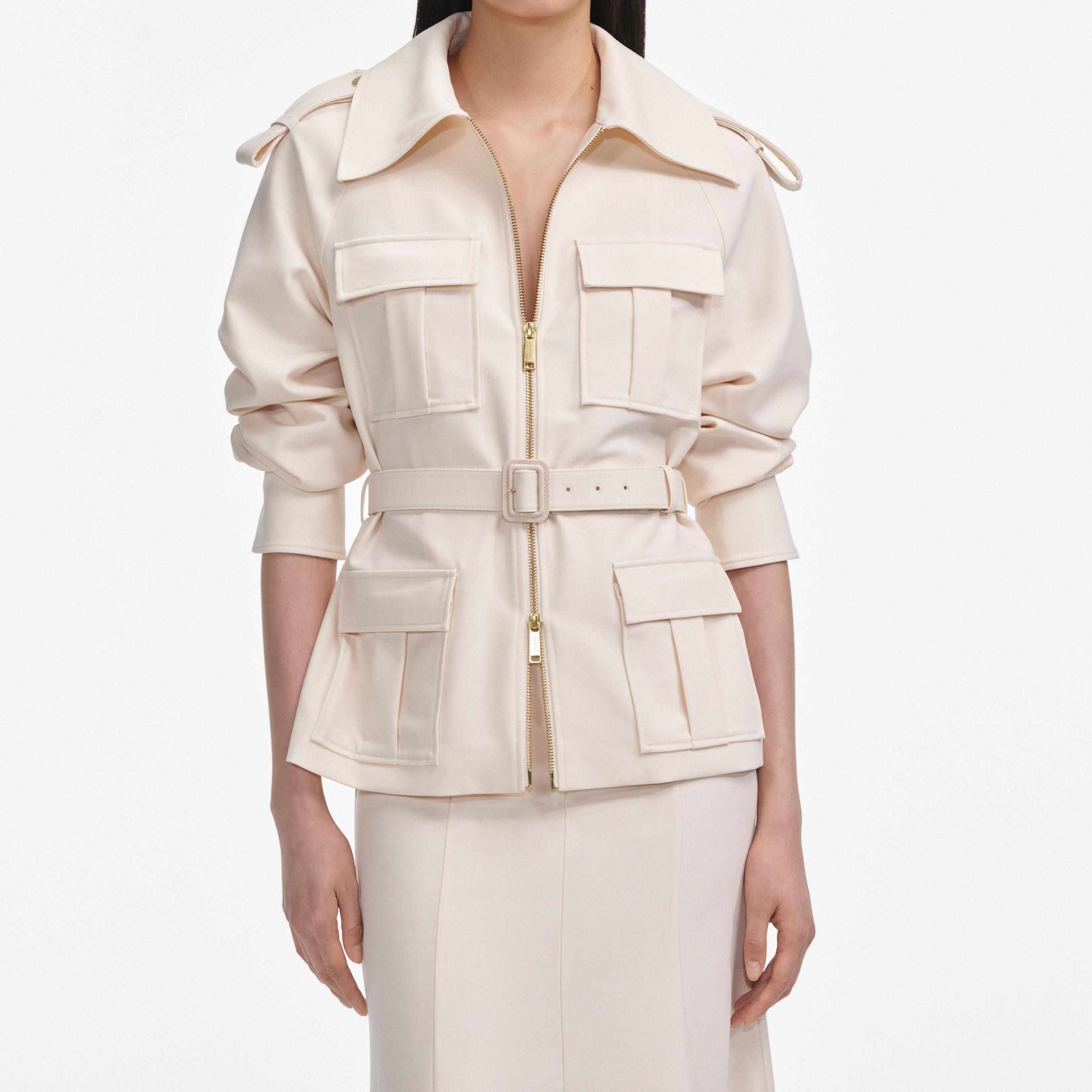 Cream Twill Midi Dress Product Image