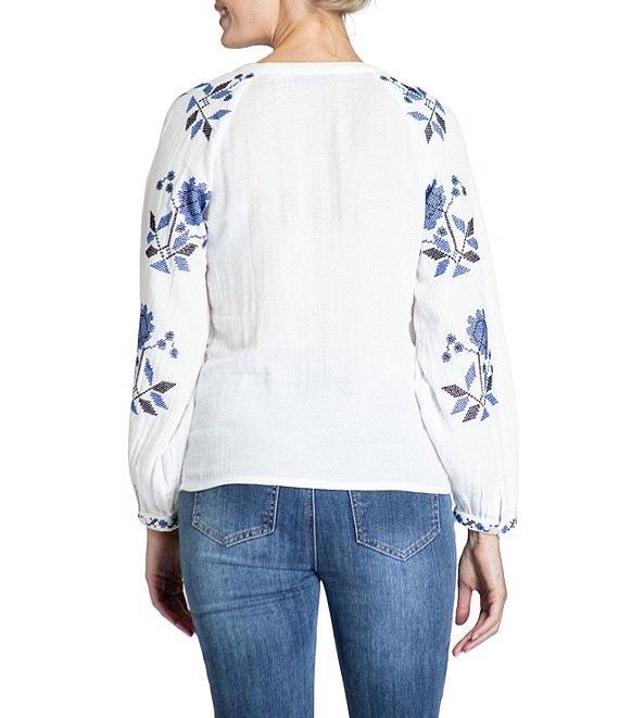 APNY Embroidered V-Neck Long Sleeve Top Product Image