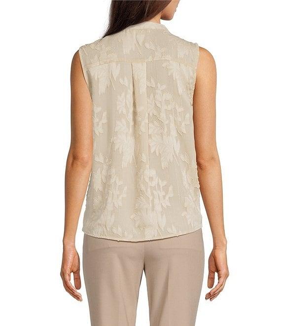 Calvin Klein Sleeveless Novelty Faux Wrap Blouse Product Image