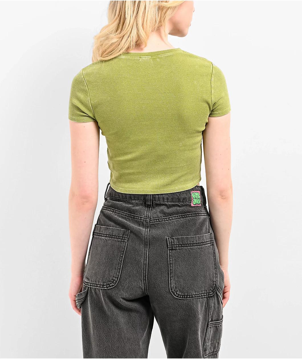 Zine Irina Green Wash Crop T-Shirt Product Image