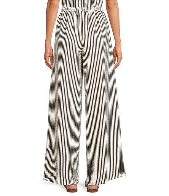 Every Coordinating Knit Striped Mid Rise Gaucho Wide Leg Pants Product Image