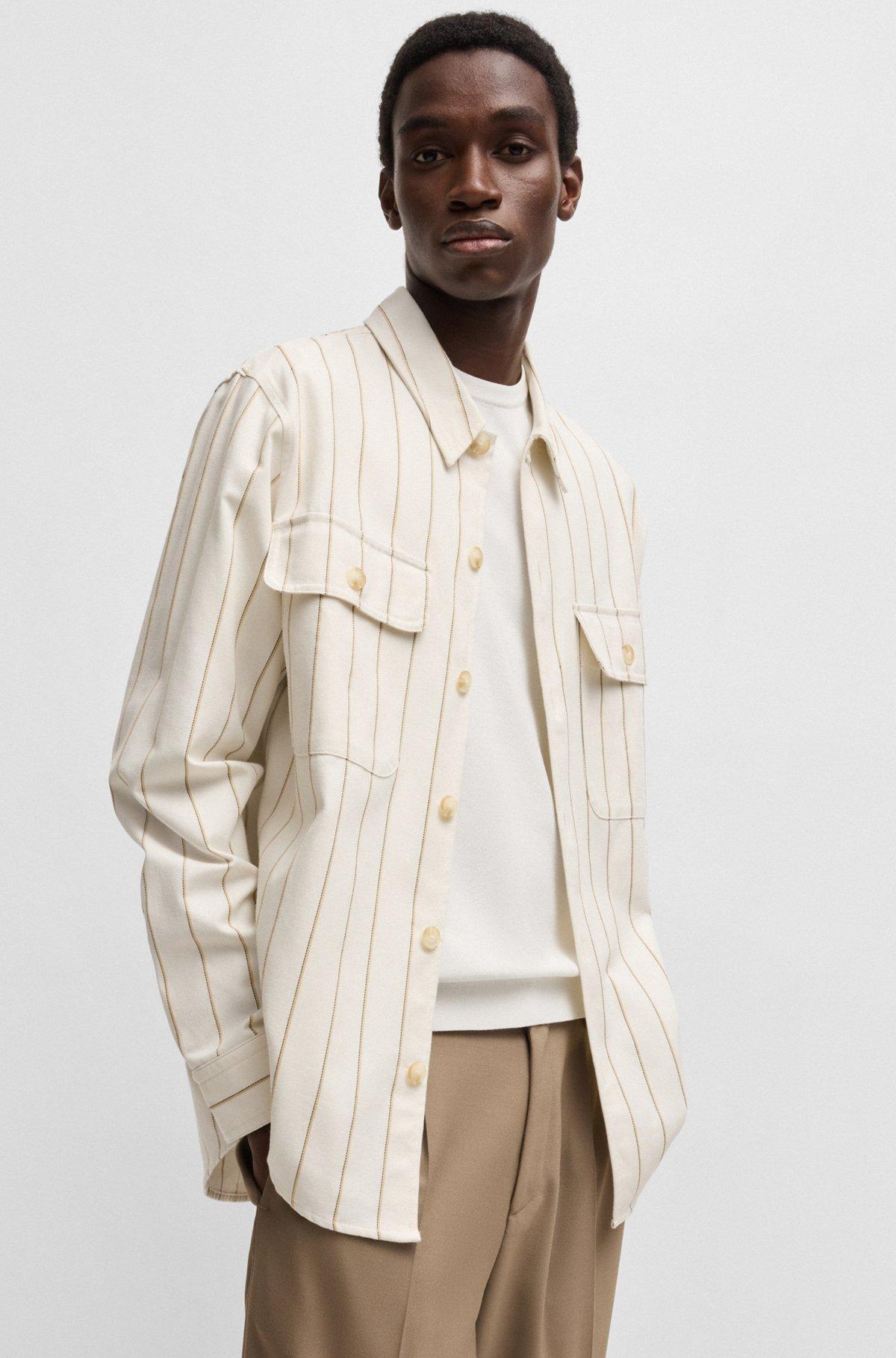 Oversize-fit overshirt in striped Oxford cotton Product Image