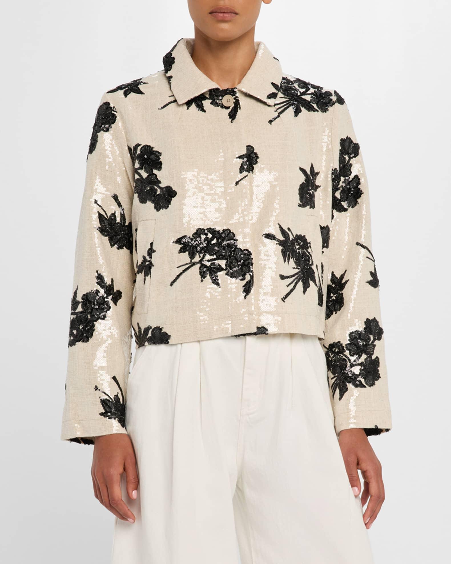 Sequined Linen Crop Jacket Product Image