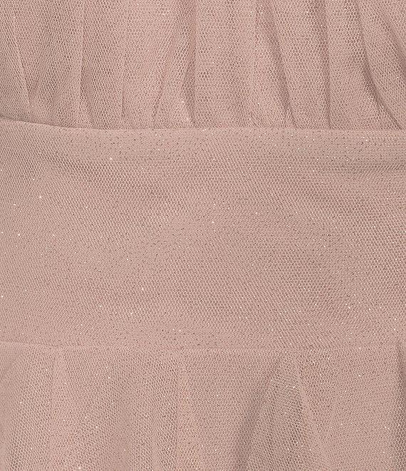 Pear Culture Spaghetti Strap Square Neck Glitter Corkscrew Ruffled Dress Product Image