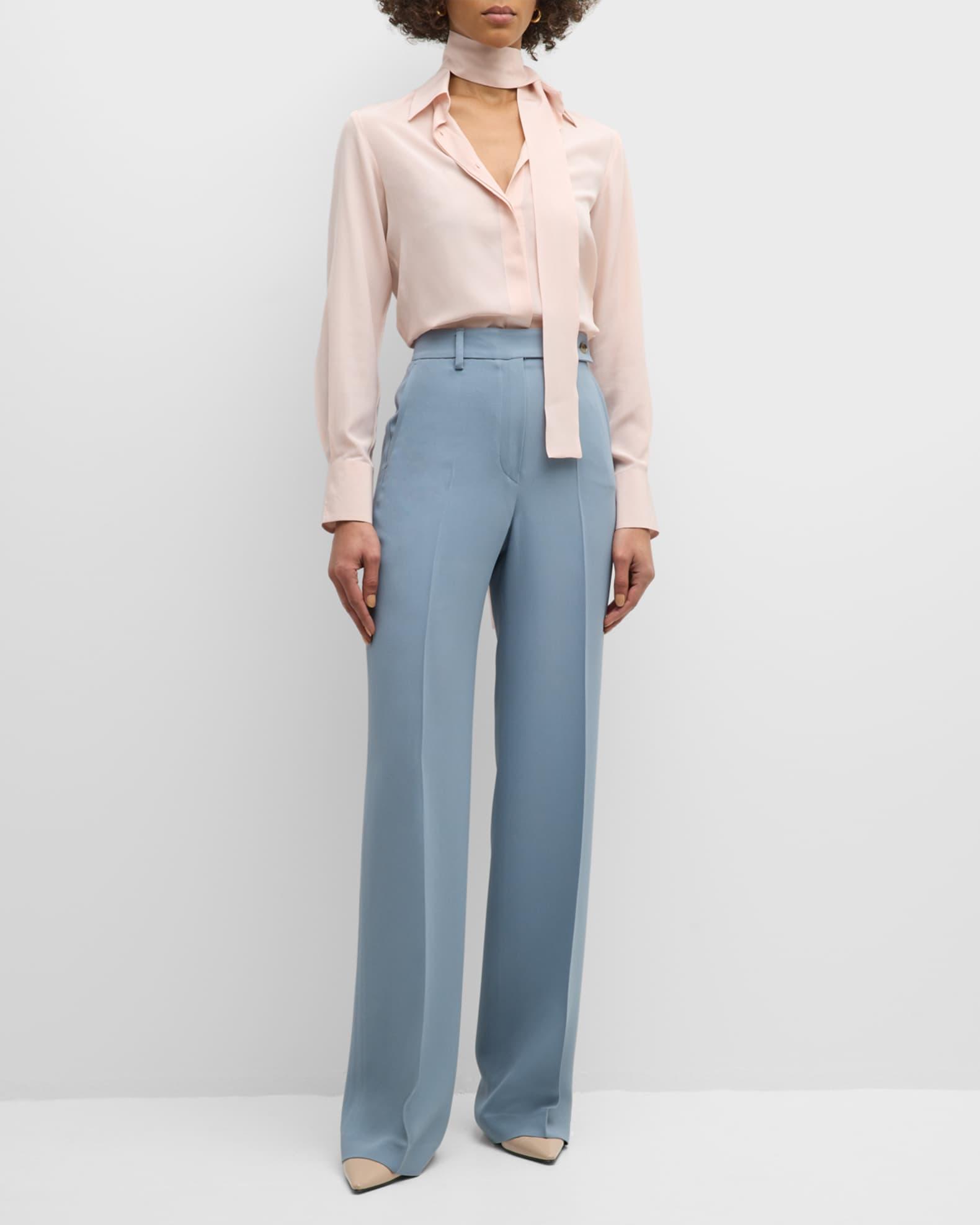 High-Rise Wide-Leg Crepe Pants Product Image