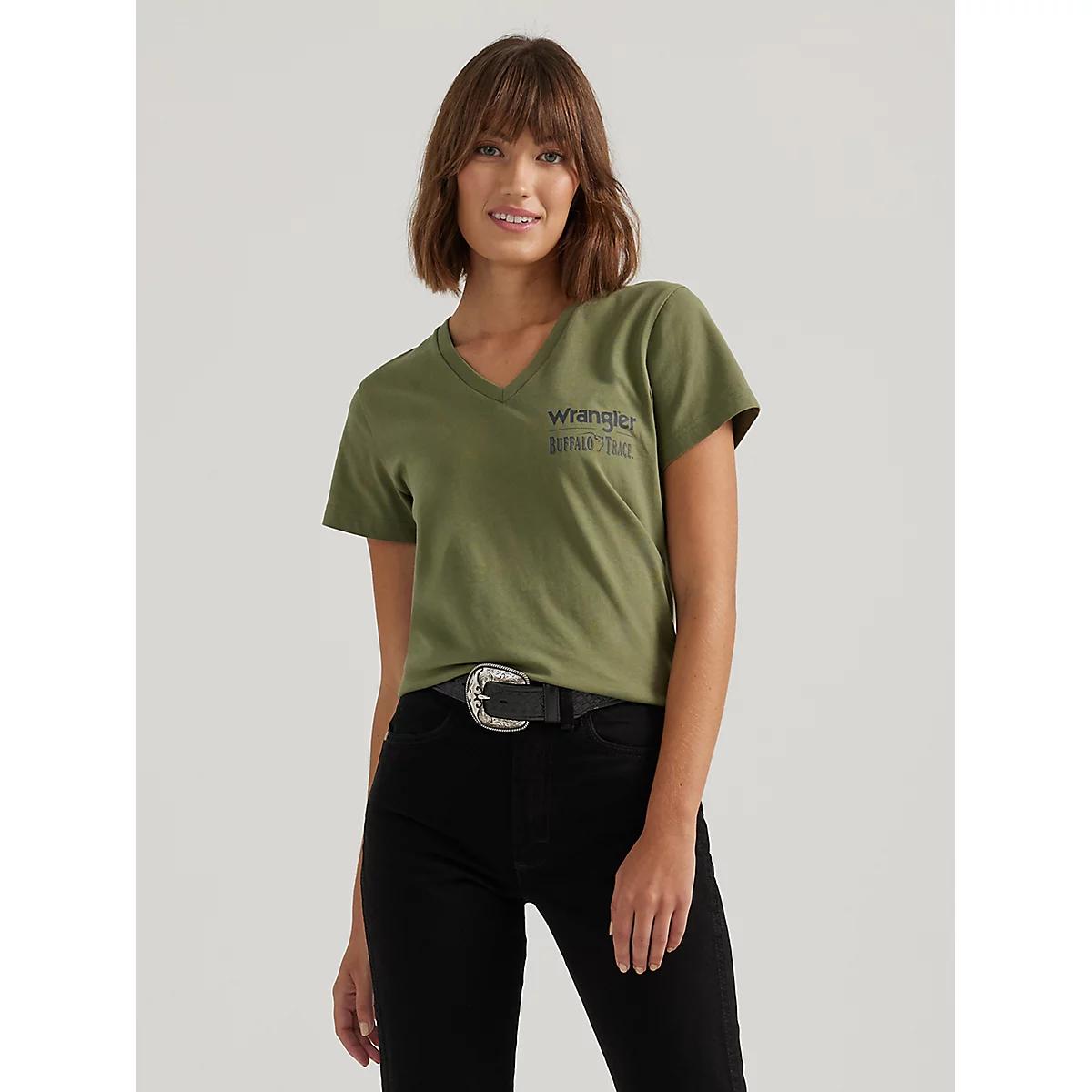 Wrangler x Buffalo Trace™ Women's V-Neck Tee in Vanilla Product Image