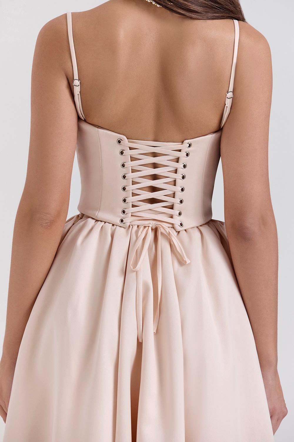 Perfect  peach satin corset and skirt - sale Product Image