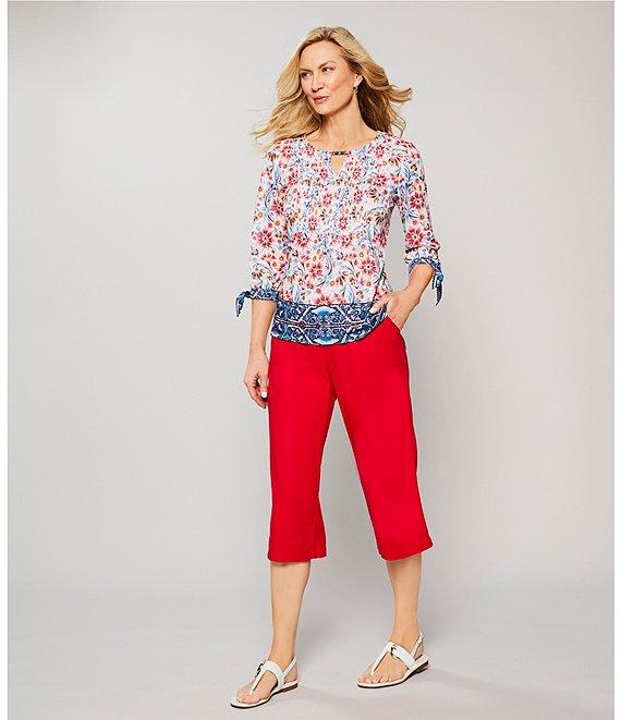 Allison Daley Pomegranate Linen Blend Pull-On Capri Pants Product Image