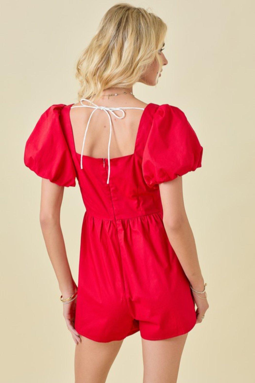 Tie Bubble Slv Romper Product Image