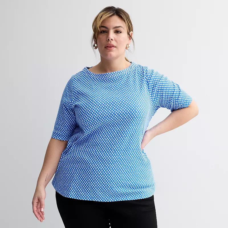 Plus Size Croft & Barrow Stitched Bateau Elbow Sleeve T-Shirt, Womens Product Image