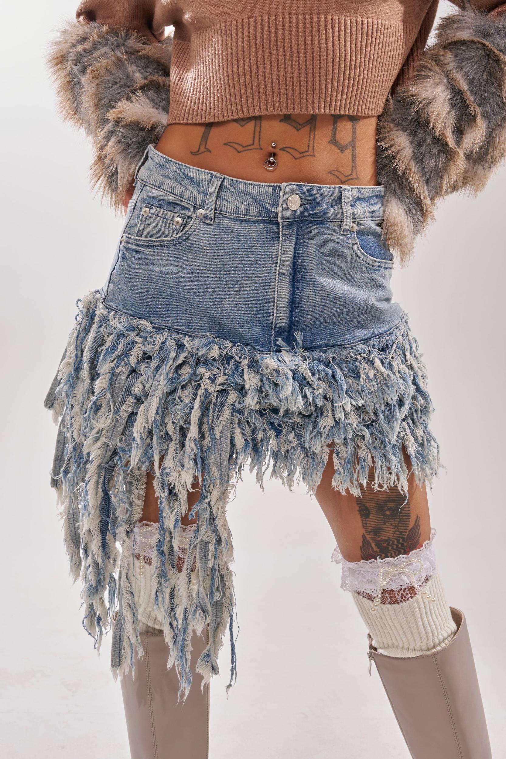 OPEN UP YOUR LOVE DENIM SKIRT Product Image