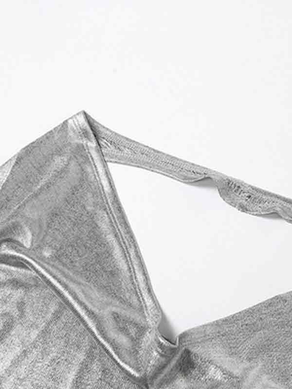 Glittering Stacked Neck Hooded Tank Top Product Image