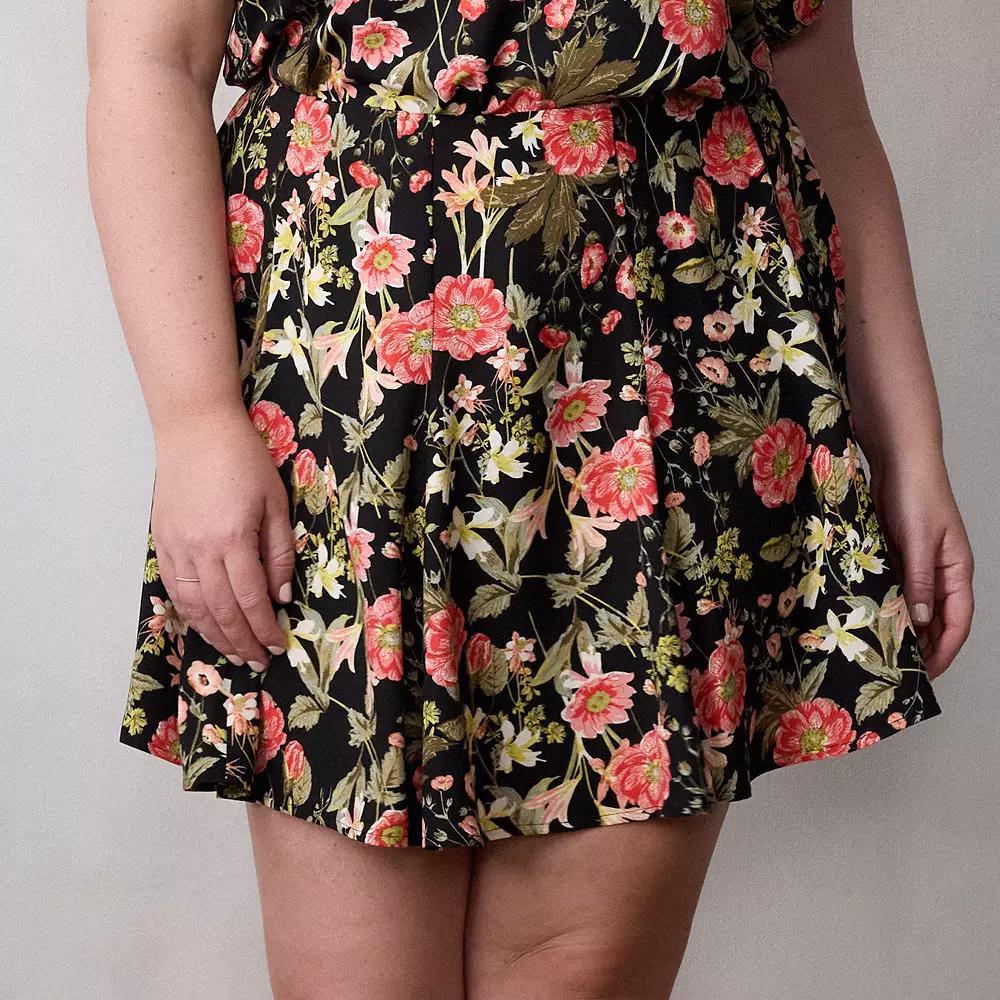 Plus Size LC Lauren Conrad Godet Mini Skirt, Women's, Size: 4XL, Black Bryn Botanical Product Image