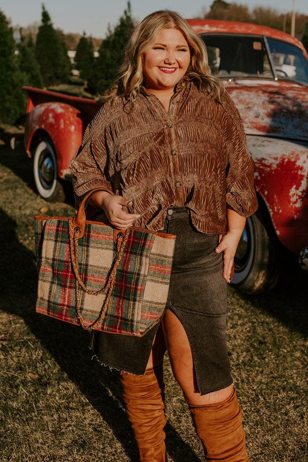 Roman Holiday Velvet Top In Brown Curves Product Image