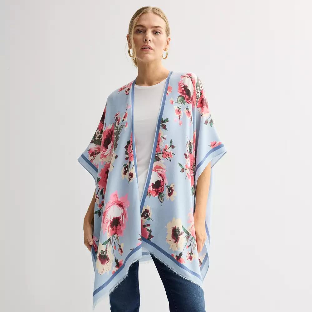 Women's Nine West Brushed Floral Printed Softy Topper, Chambray Team Product Image