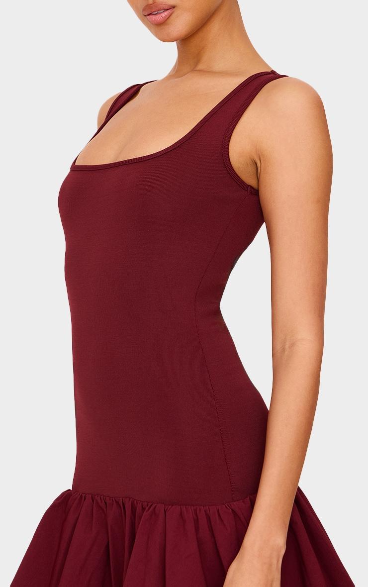 Burgundy Bandage Dropped Waist Mini Dress Product Image