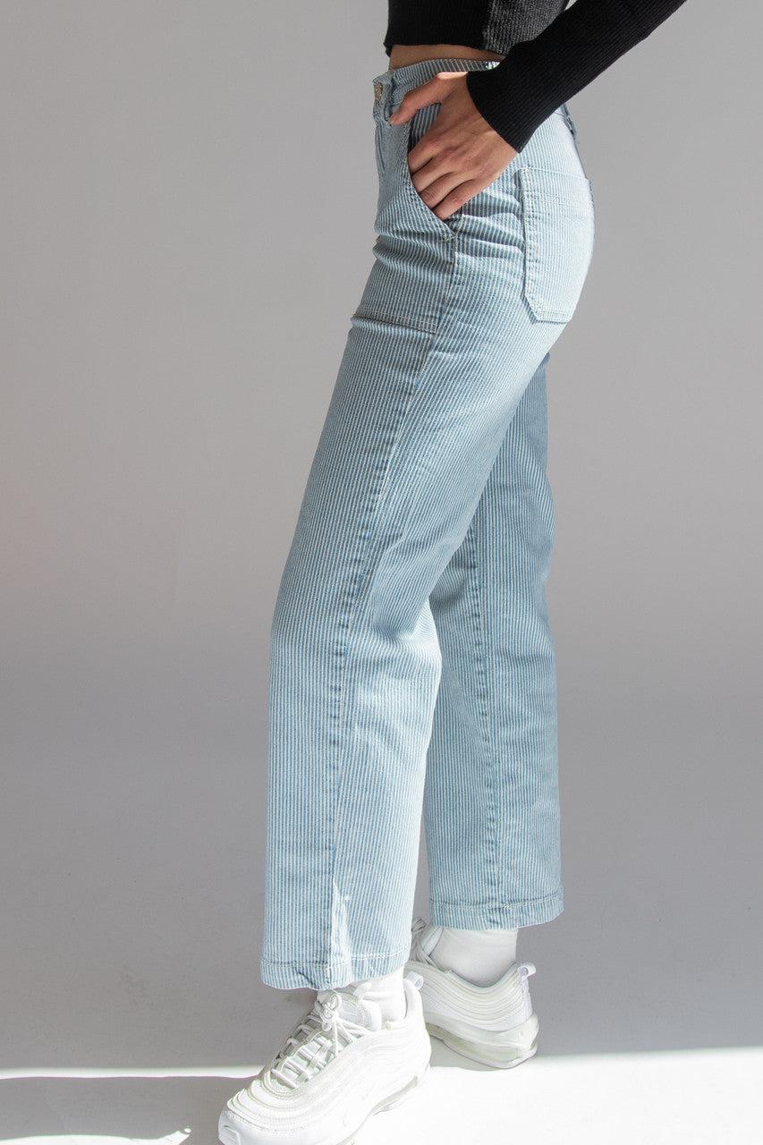 Hickory Stripe Straight Leg Jeans Product Image
