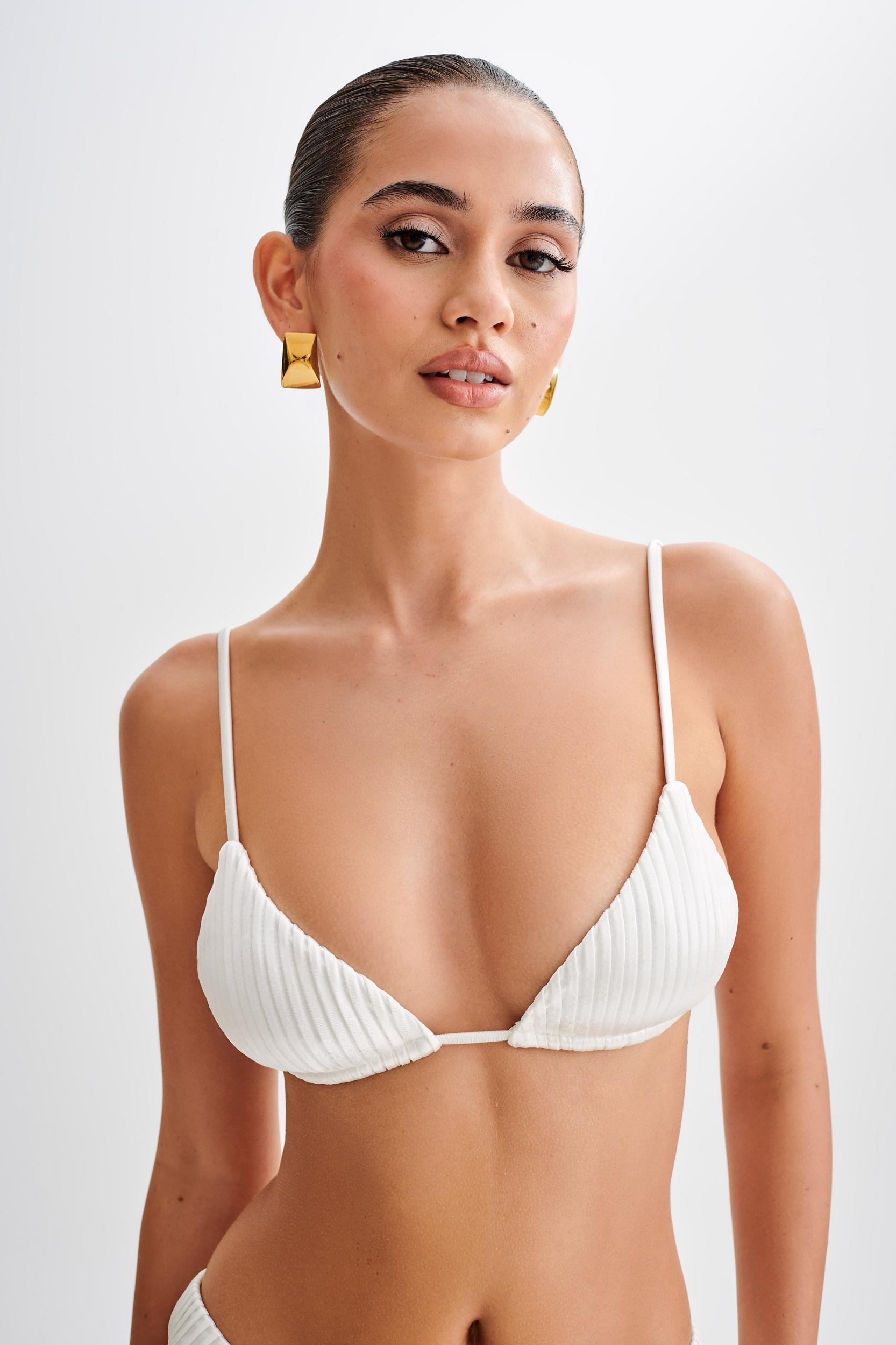 Michelle Pleated Bikini Top - Ivory Product Image