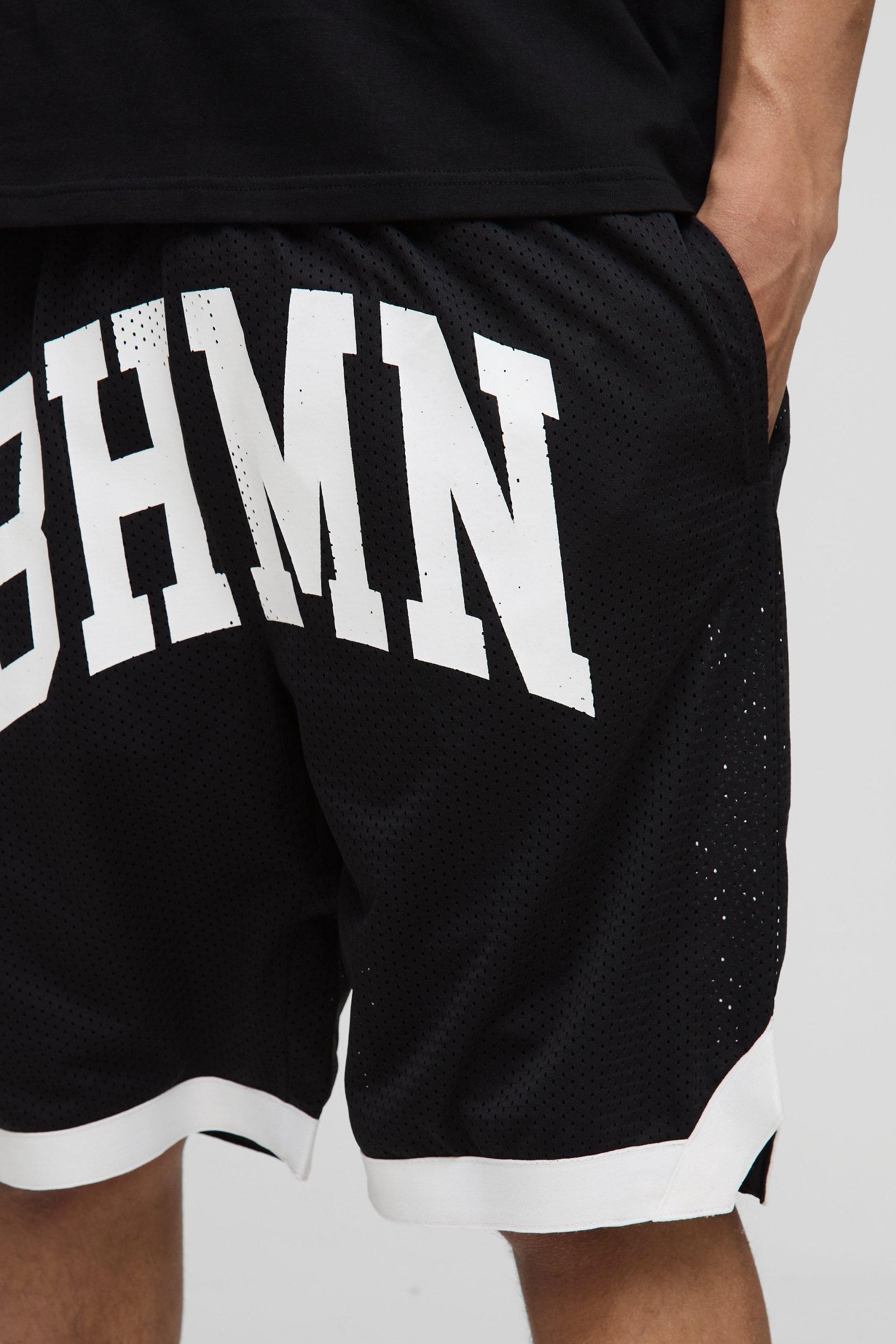 BHMN Mid Length Mesh Basketball Shorts | boohooMAN USA Product Image