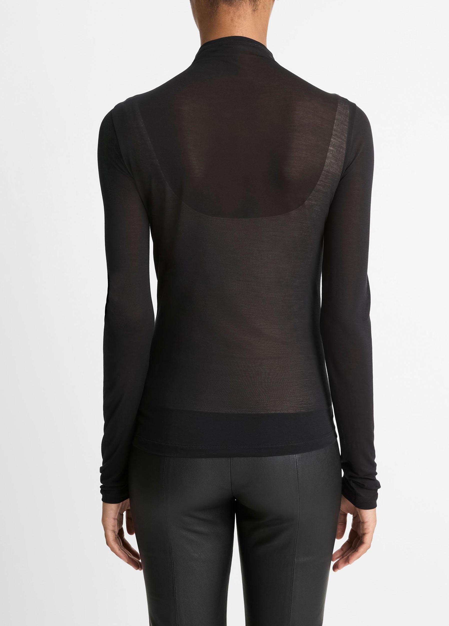 Sheer Long-Sleeve Mock-Neck Top Product Image