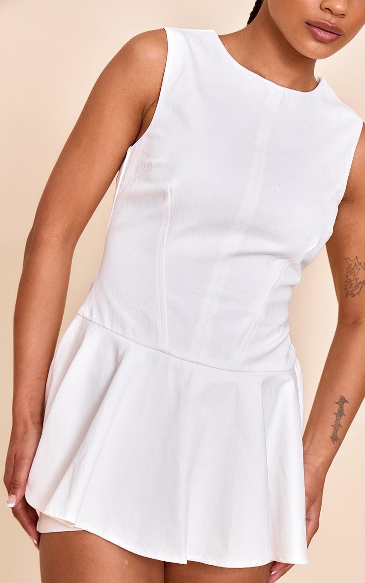 Petite White Cotton Peplum Skort Romper Product Image