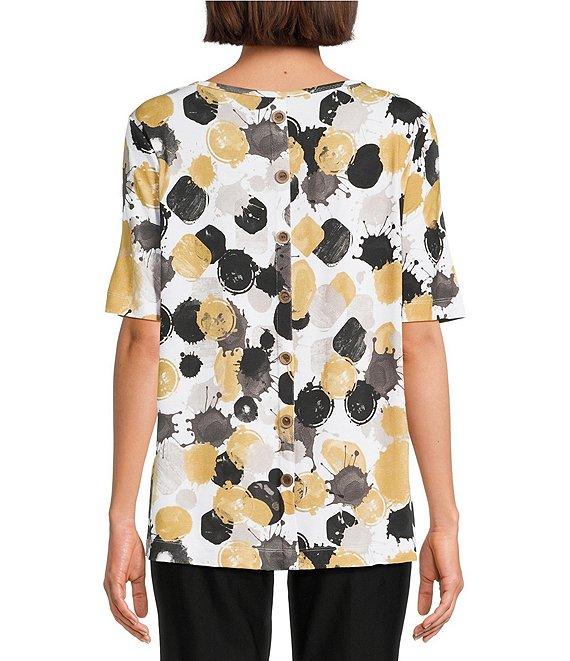 Ali Miles Allover Spot Print Round Neck Elbow Sleeve Tunic Product Image