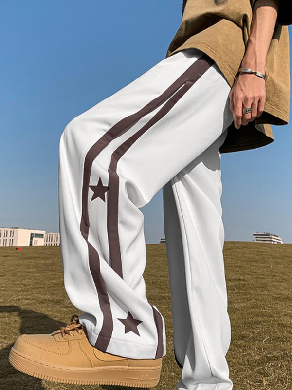 Men's Star Print Piping Detail Sweatpants Product Image