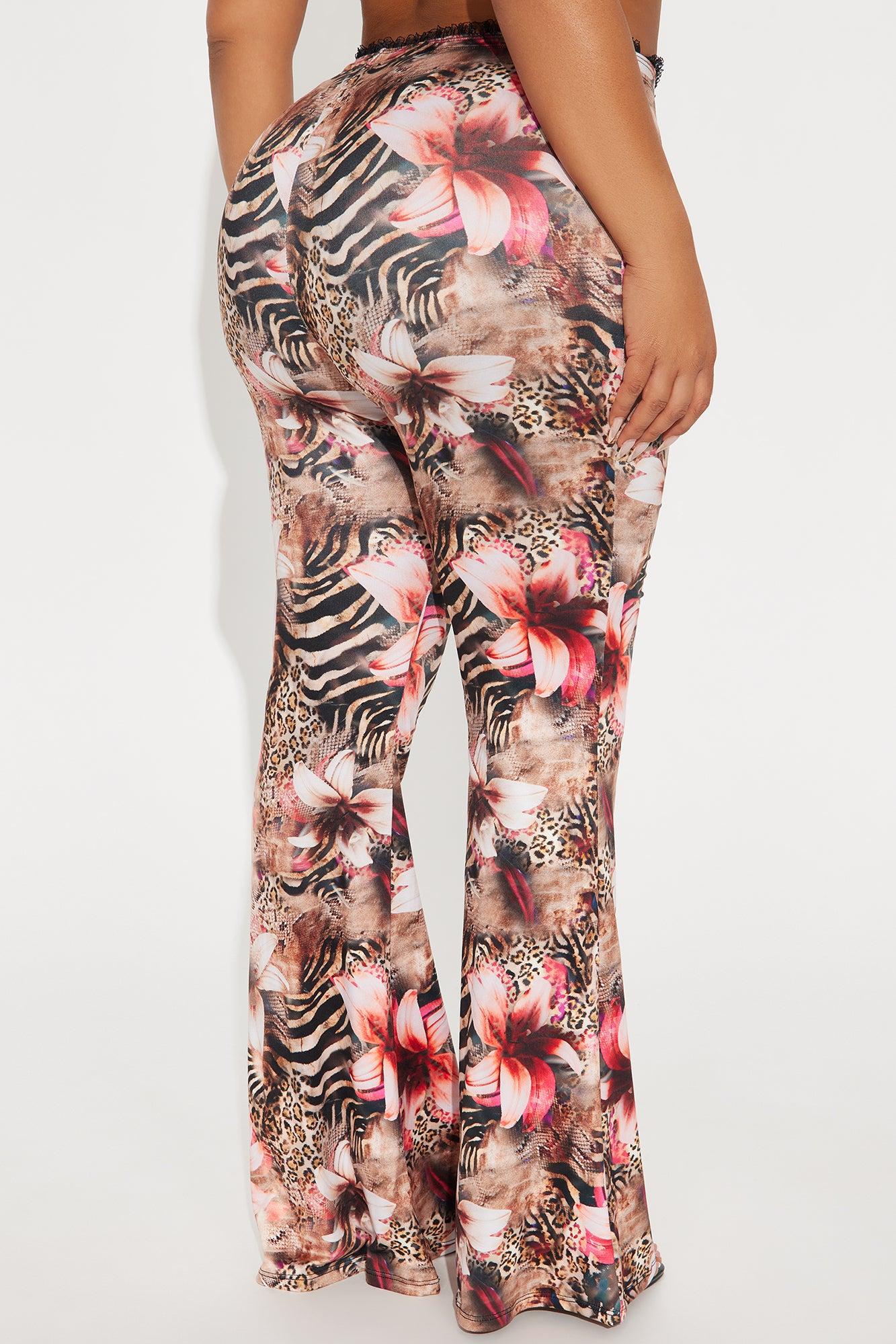 Feline Behavior Leopard Flare Pant - Mocha/combo Product Image