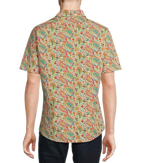 Cremieux Premium Denim Floral Paisley Print Stretch Short-Sleeve Woven Shirt Product Image